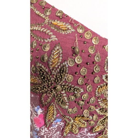 Free People Beaded Encrusted Ivory Flowy Flouncy Mini Dress sleeveless size XS - Picture 3 of 7